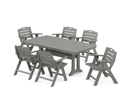 POLYWOOD® Nautical Lowback 7-Piece Dining Set with Trestle Legs in Slate Grey