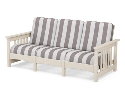 POLYWOOD® Club Mission Sofa in Sand / Cabana Stripe Grey Mist