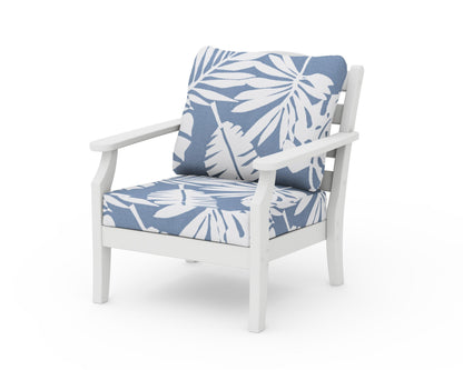 Draper James™ by  POLYWOOD® Savannah Deep Seating Chair in White / Leaf Sky Blue