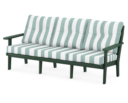 POLYWOOD® Lakeside Deep Seating Sofa in Green / Cabana Stripe Glacier Spa