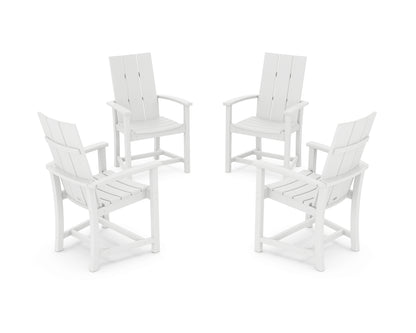 POLYWOOD® Modern 4-Piece Upright Adirondack Conversation Set in White