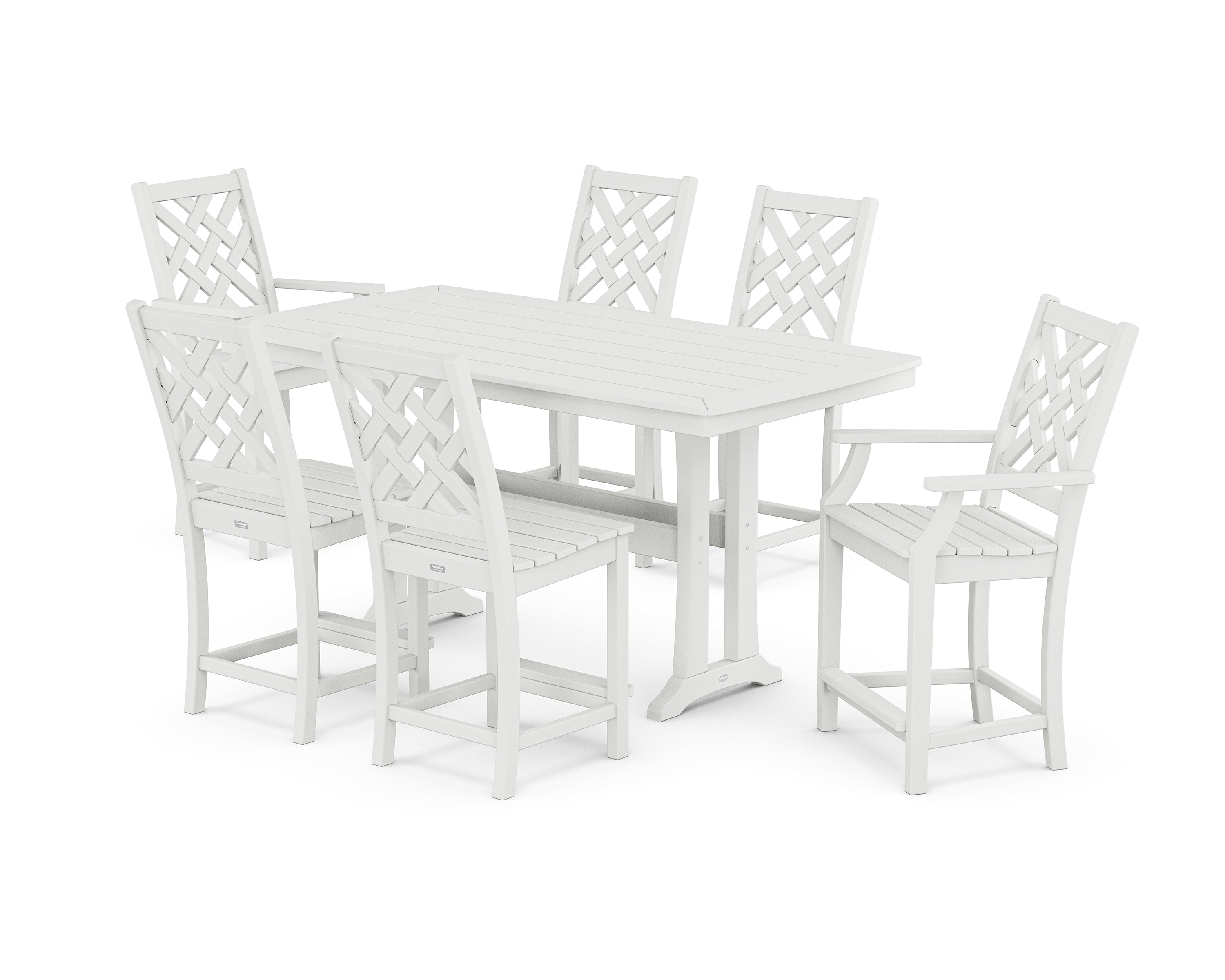 Country Living Wovendale 7-Piece Counter Set with Trestle Legs in White