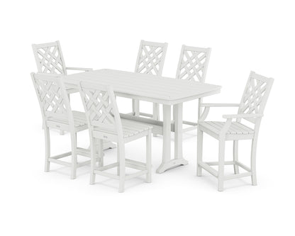 Country Living Wovendale 7-Piece Counter Set with Trestle Legs in White