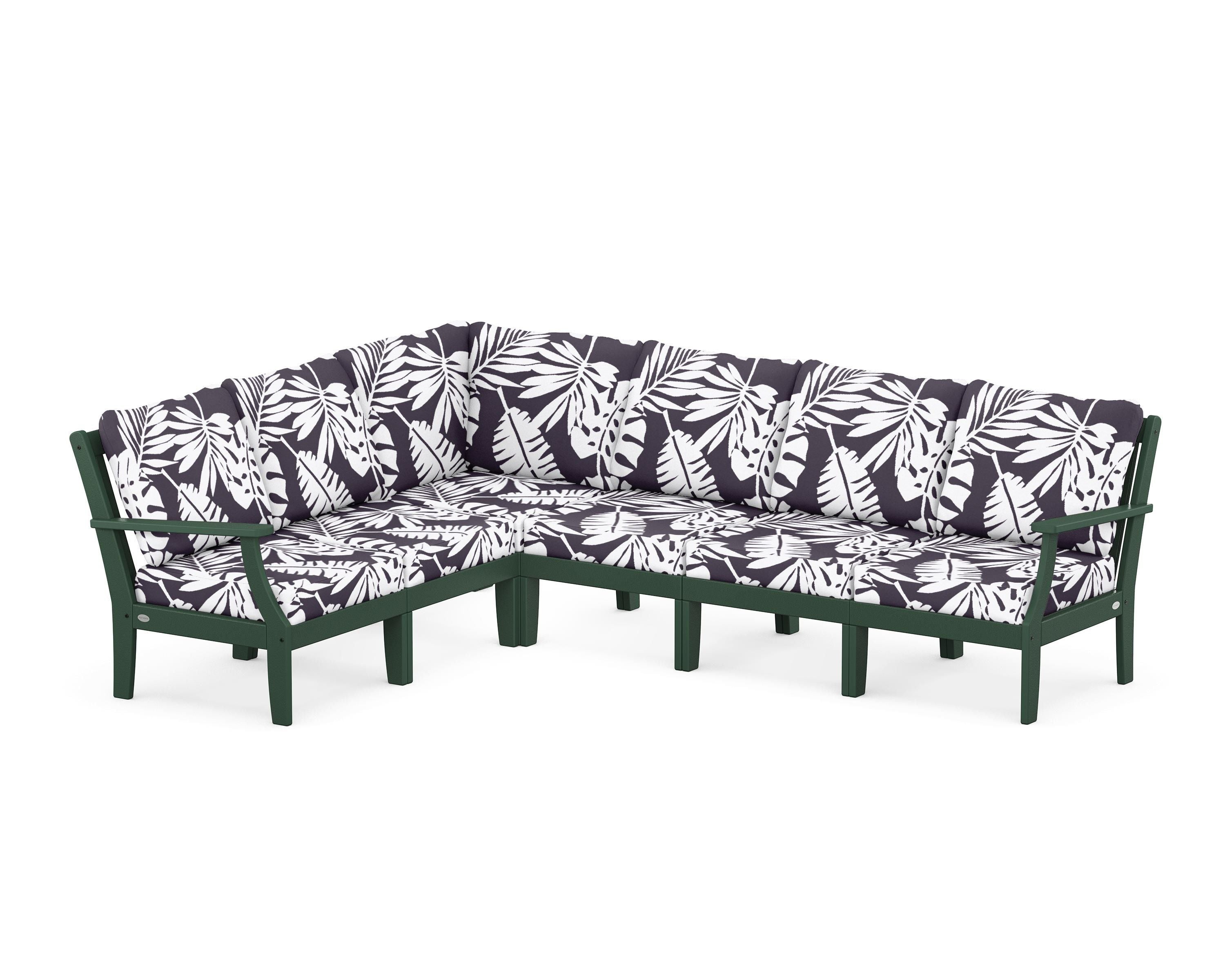 POLYWOOD® Braxton Modular 6-Piece Deep Seating Set in Green / Leaf Navy