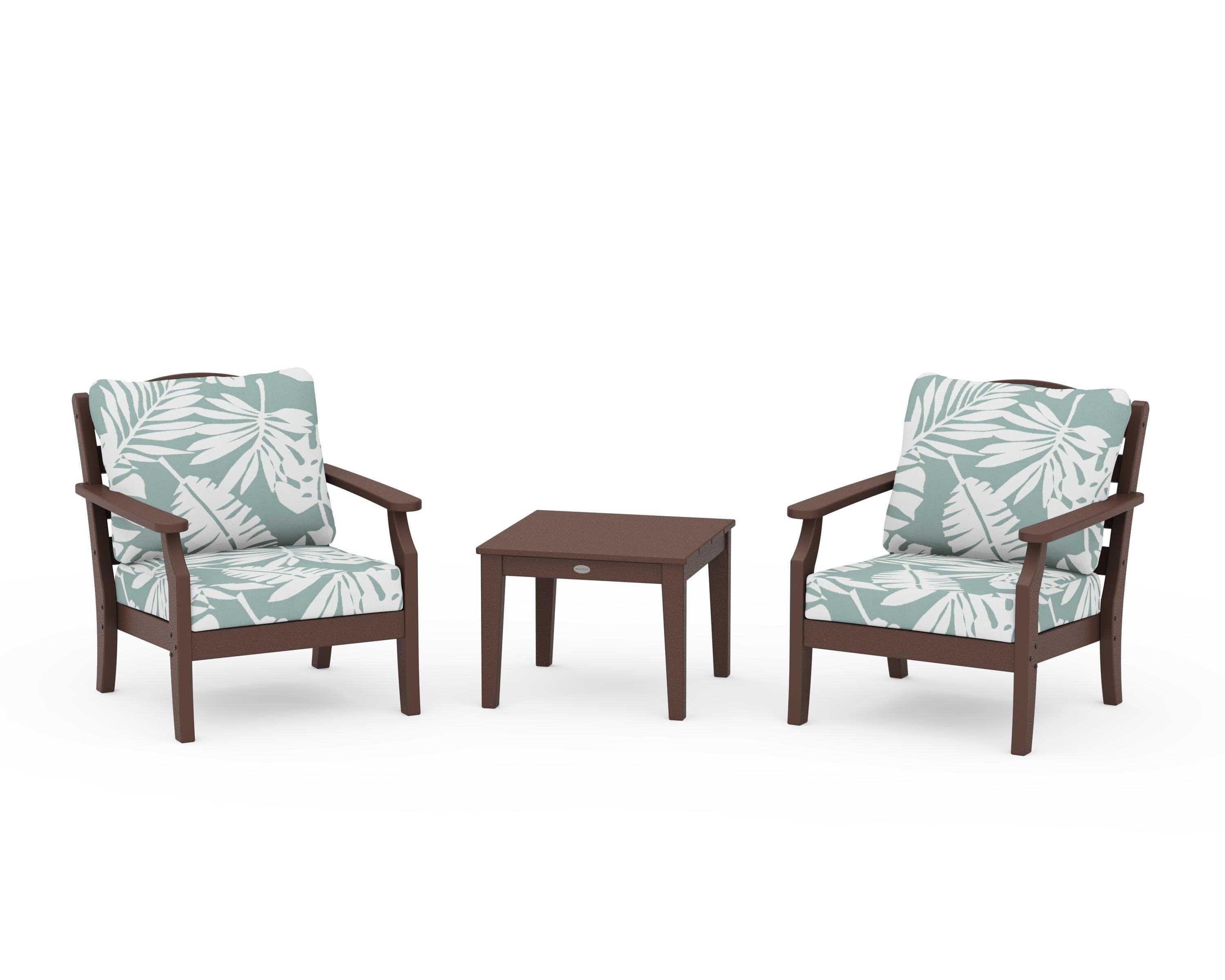 Draper James™ by  POLYWOOD® Savannah 3-Piece Deep Seating Set in Mahogany / Leaf Glacier Spa
