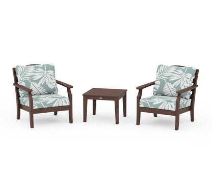 Draper James™ by  POLYWOOD® Savannah 3-Piece Deep Seating Set in Mahogany / Leaf Glacier Spa