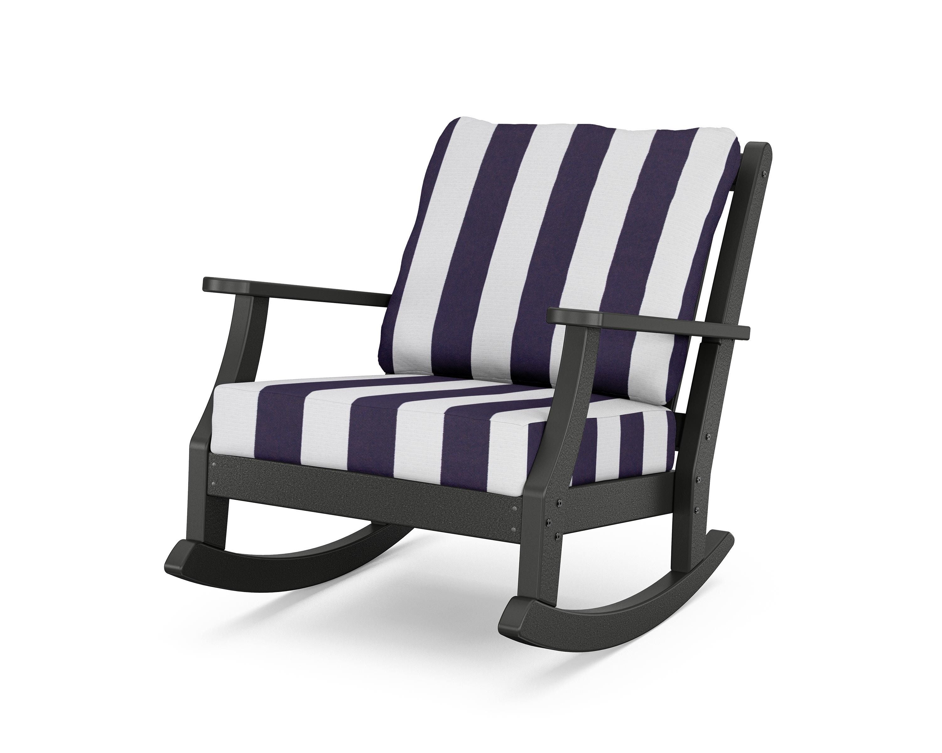 Country Living Wovendale Deep Seating Rocking Chair in Black / Cabana Stripe Navy