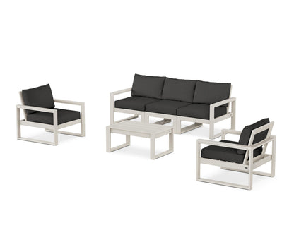 POLYWOOD® EDGE Sectional 4-Piece Deep Seating Set with Sofa in Sand / Spectrum Carbon