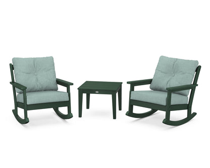 POLYWOOD® Vineyard 3-Piece Deep Seating Rocker Set in Green / Glacier Spa
