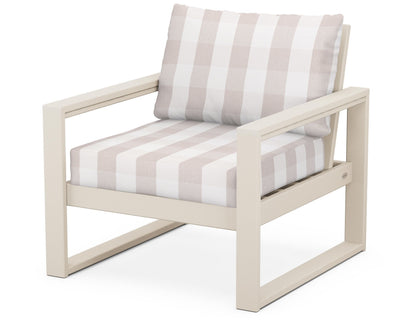 POLYWOOD® EDGE Club Chair in Sand / Buffalo Plaid Dune Burlap