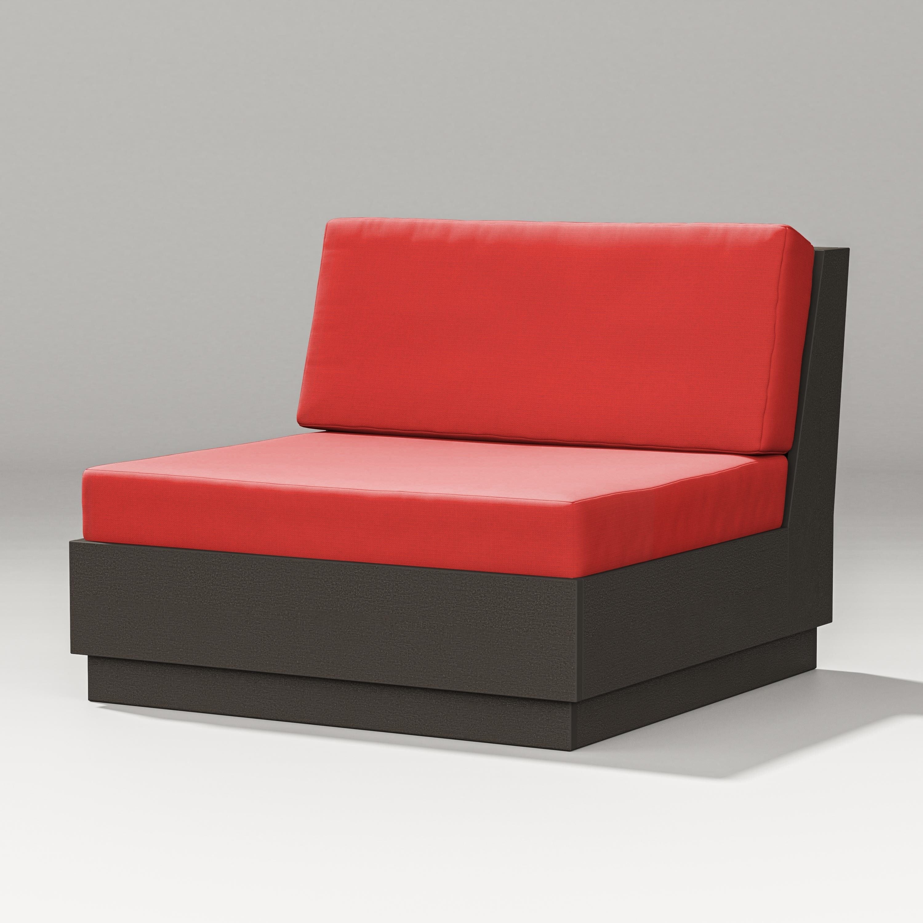 PW Designer Series Elevate Modular Armless Chair in Vintage Coffee / Crimson Linen