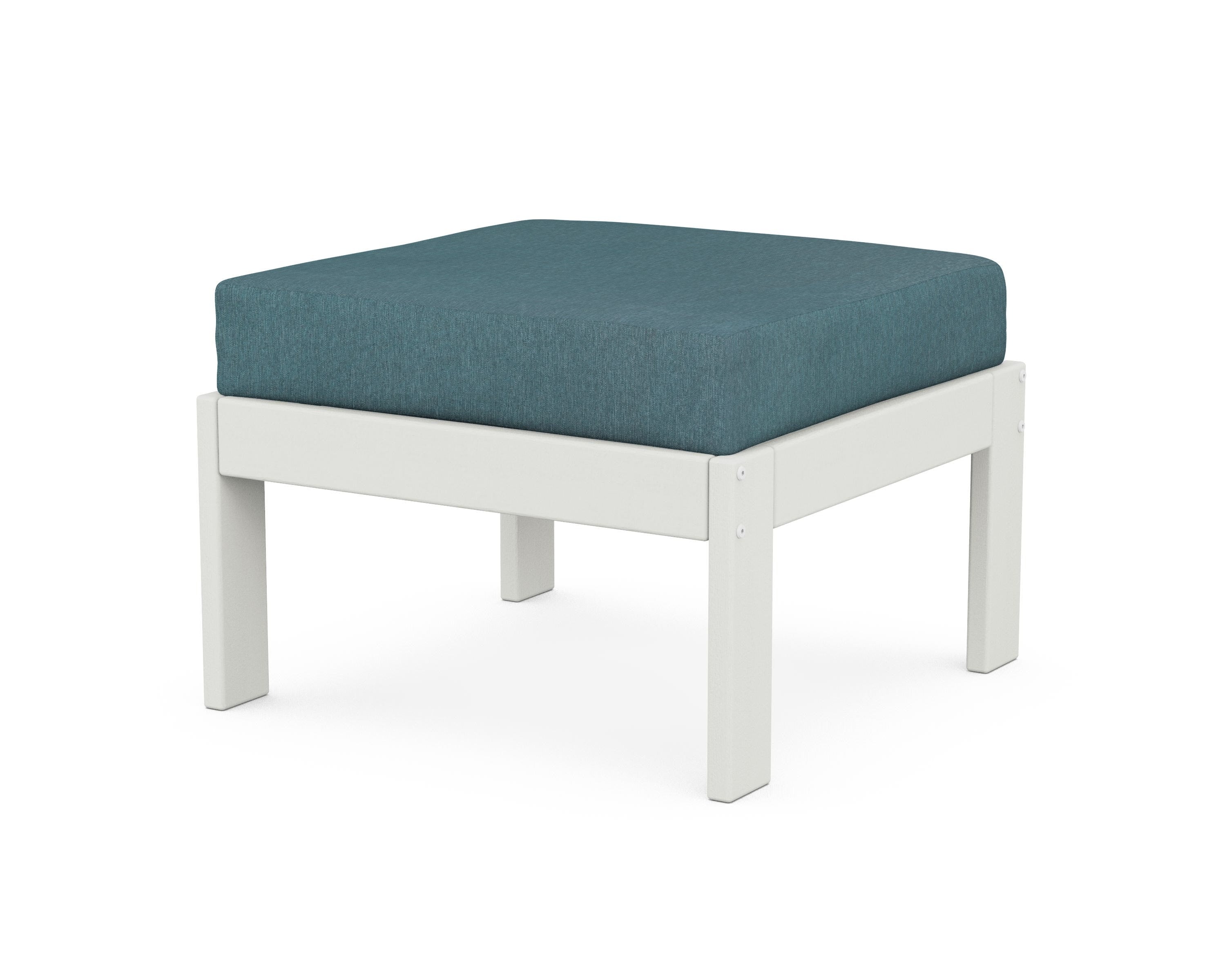 POLYWOOD® Vineyard Modular Ottoman in Vintage White / Ocean Teal