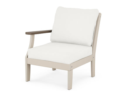 POLYWOOD® Braxton Modular Left Arm Chair in Sand / Kona / Natural Linen