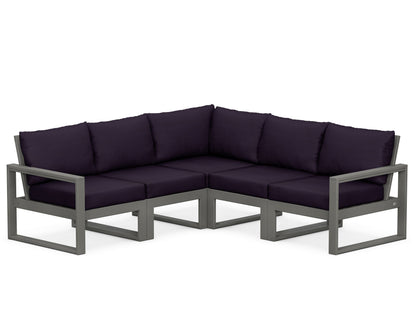 POLYWOOD® EDGE 5-Piece Modular Deep Seating Set in Slate Grey / Navy Linen