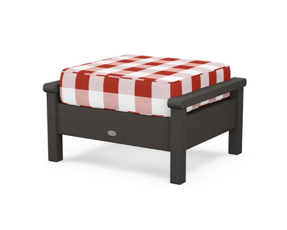 POLYWOOD® Harbour Deep Seating Ottoman in Vintage Coffee / Buffalo Plaid Crimson