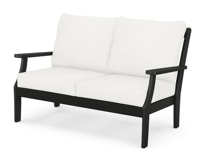 POLYWOOD® Braxton Deep Seating Loveseat in Black / Natural Linen