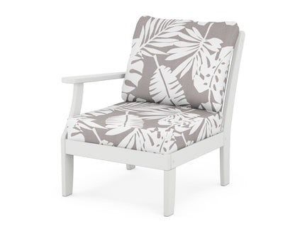 POLYWOOD® Braxton Modular Left Arm Chair in White / Leaf Grey Mist