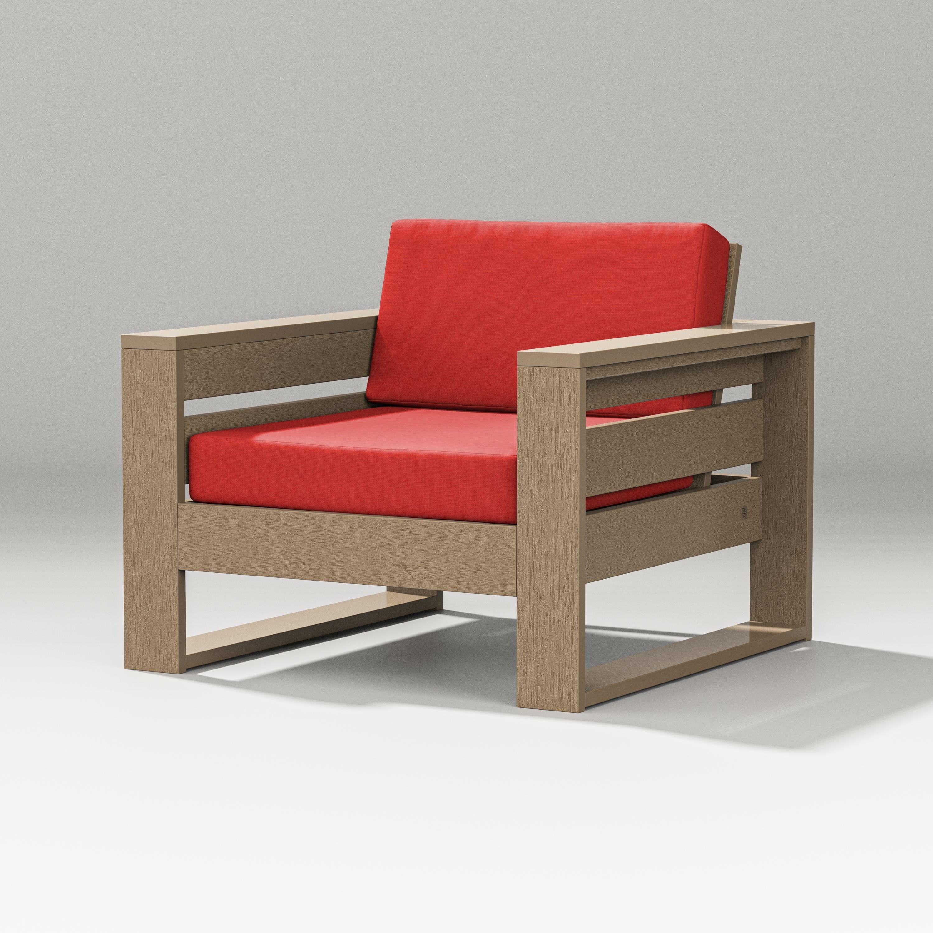 PW Designer Series Latitude Lounge Chair in Vintage Sahara / Crimson Linen