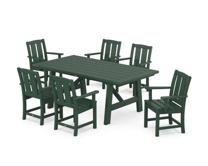 POLYWOOD® Mission Arm Chair 7-Piece Rustic Farmhouse Dining Set in Green