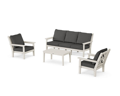POLYWOOD® Chippendale 4-Piece Deep Seating Set with Sofa in Sand / Spectrum Carbon