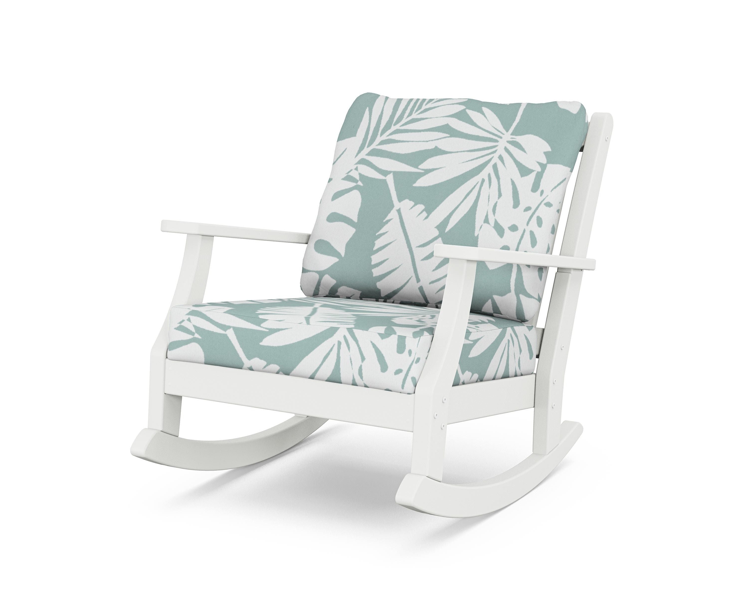 Country Living Wovendale Deep Seating Rocking Chair in White / Leaf Glacier Spa