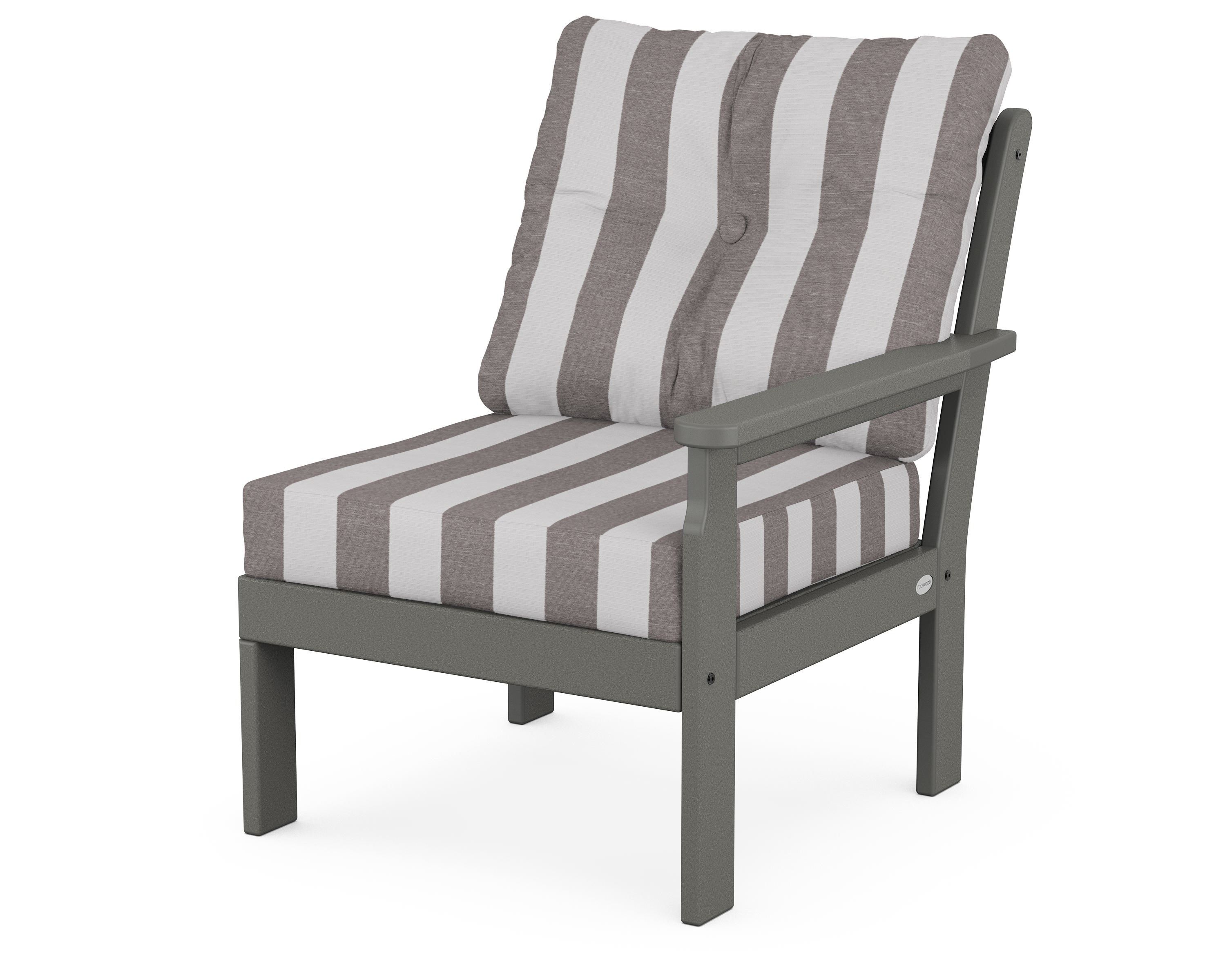 POLYWOOD® Vineyard Modular Right Arm Chair in Slate Grey / Cabana Stripe Grey Mist