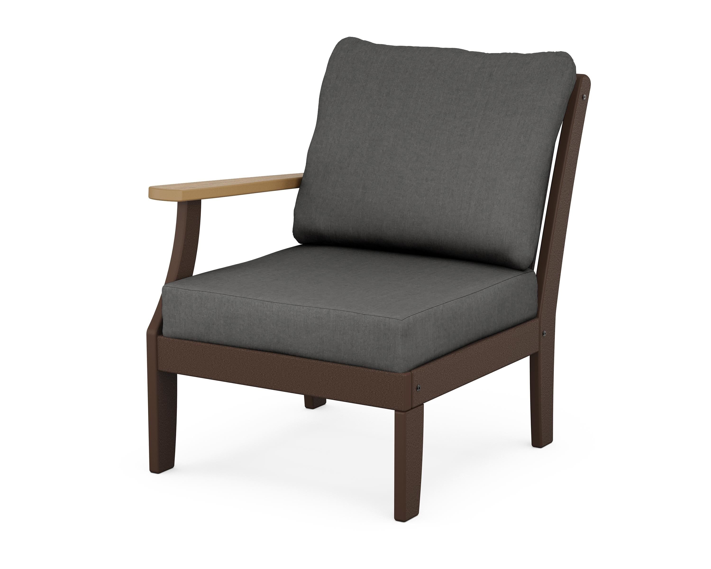 POLYWOOD® Braxton Modular Left Arm Chair in Mahogany / Natural / Spectrum Carbon