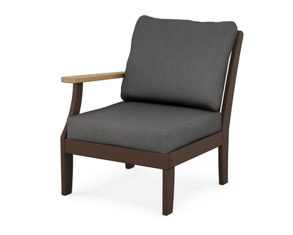 POLYWOOD® Braxton Modular Left Arm Chair in Mahogany / Natural / Spectrum Carbon