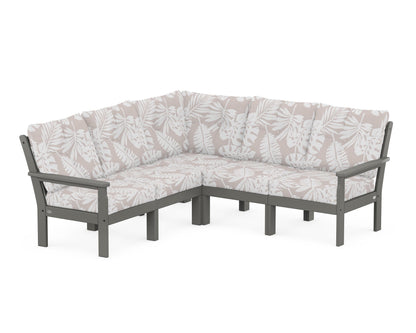 POLYWOOD® Vineyard 5-Piece Sectional in Slate Grey / Leaf Dune Burlap