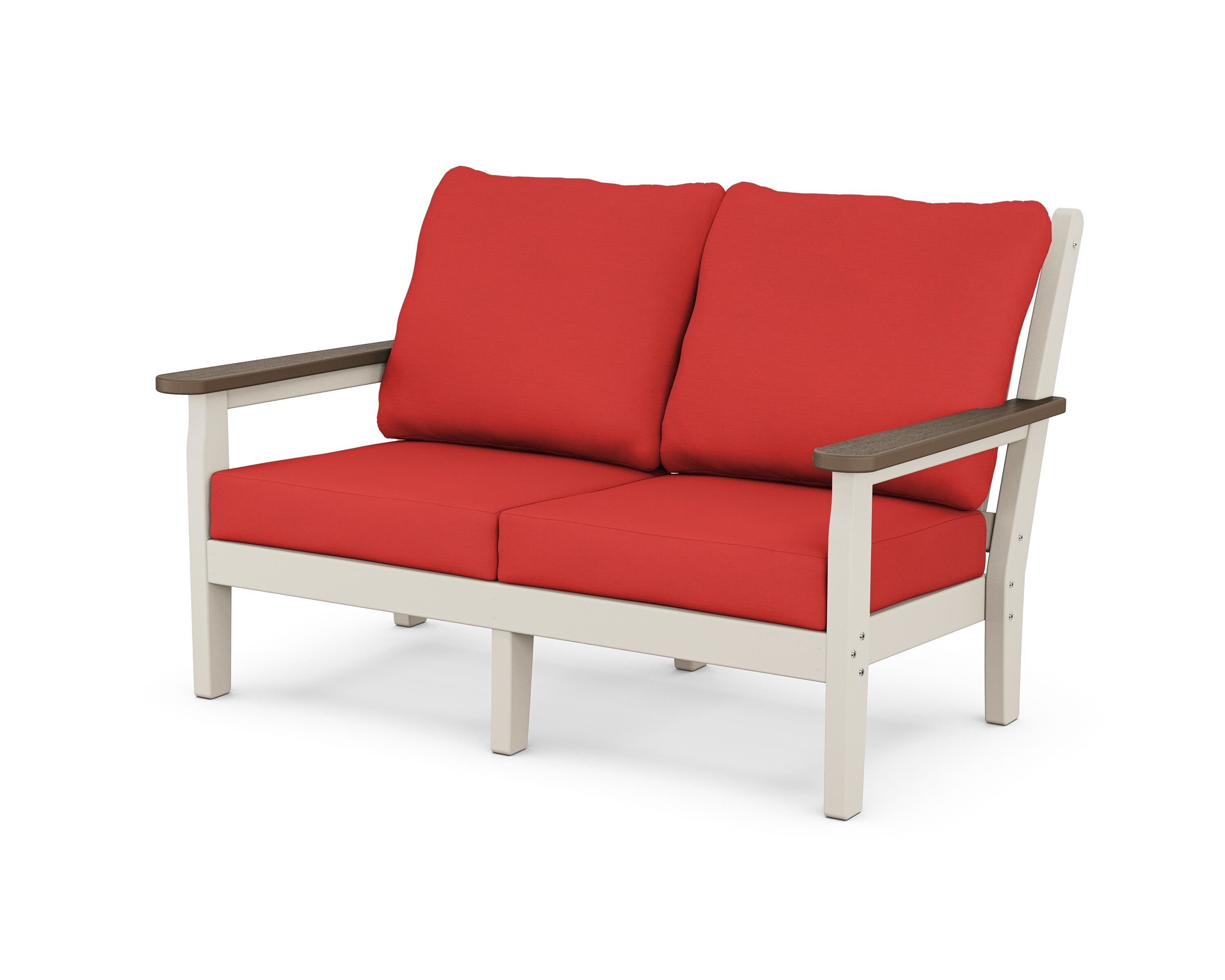 POLYWOOD® Chippendale Deep Seating Loveseat in Sand / Kona / Crimson Linen