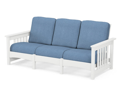 POLYWOOD® Club Mission Sofa in White / Sky Blue