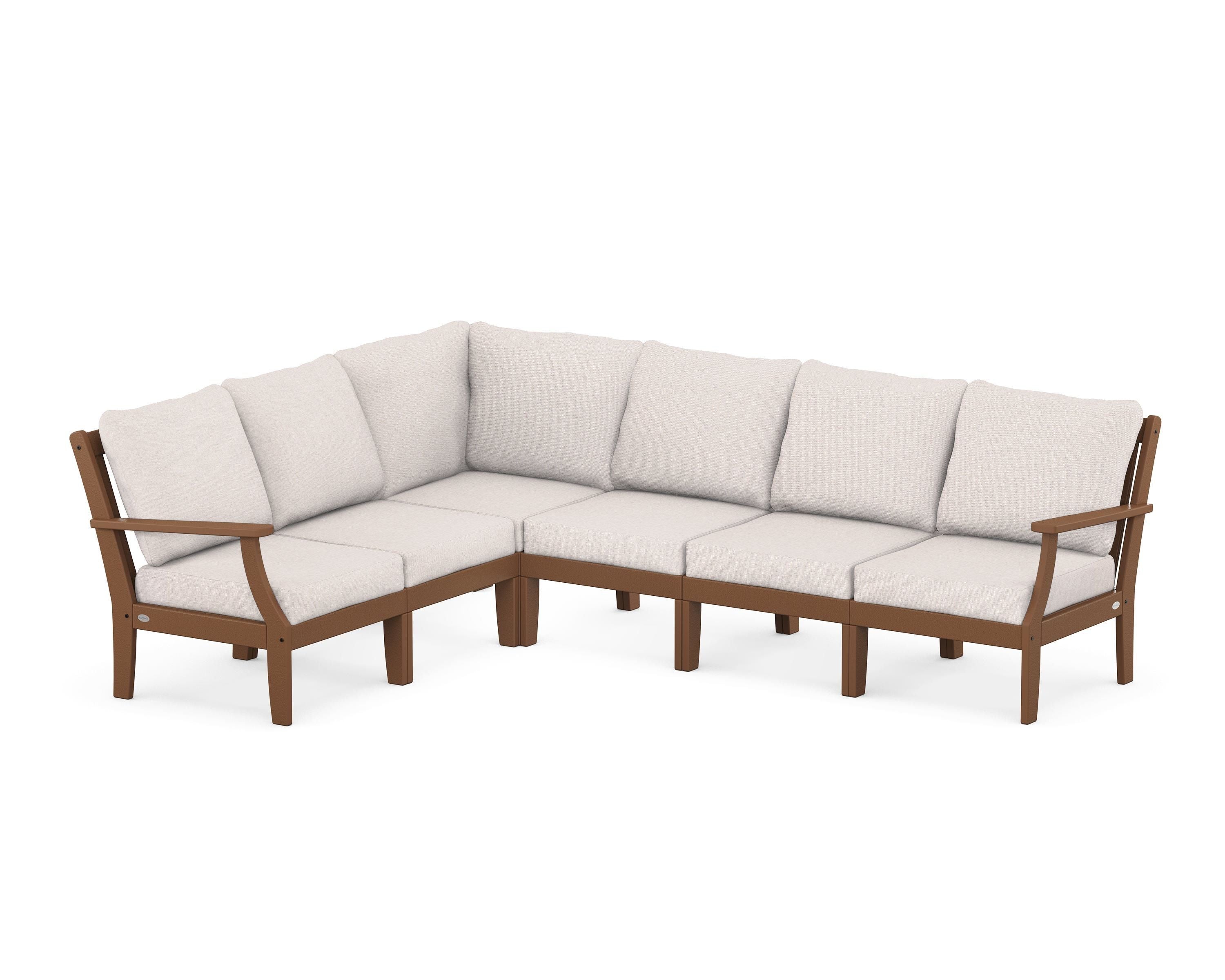POLYWOOD® Braxton Modular 6-Piece Deep Seating Set in Teak / Dune Burlap