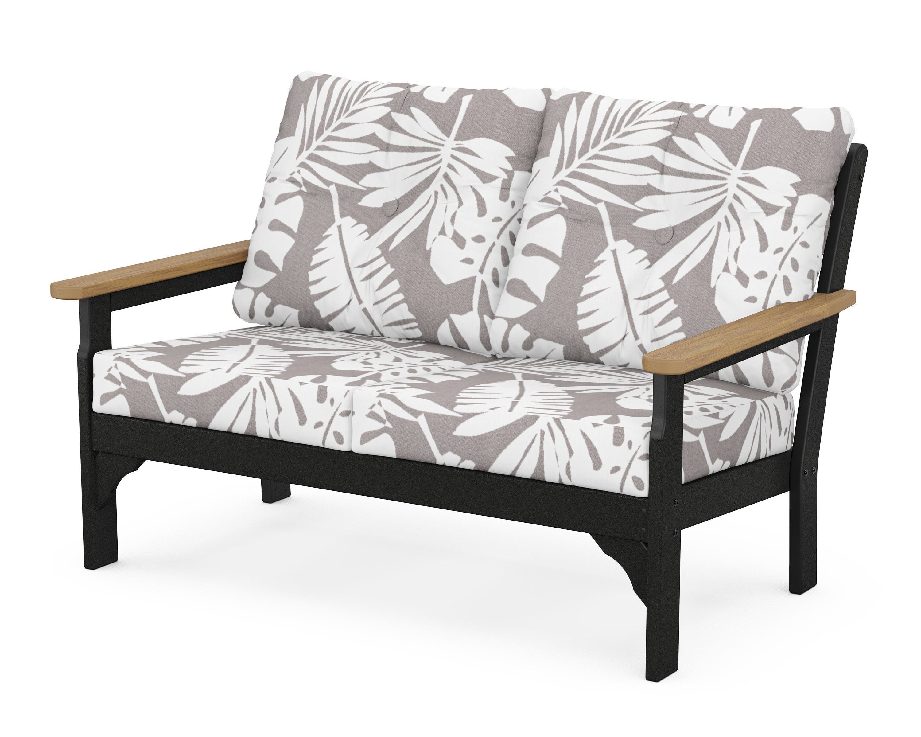 POLYWOOD® Vineyard Deep Seating Loveseat in Black / Natural / Leaf Grey Mist