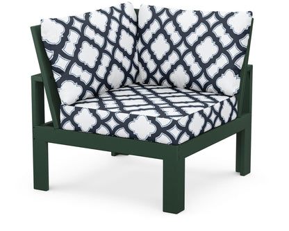 Unbranded Modular Corner Chair in Green / Trellis Marine Indigo