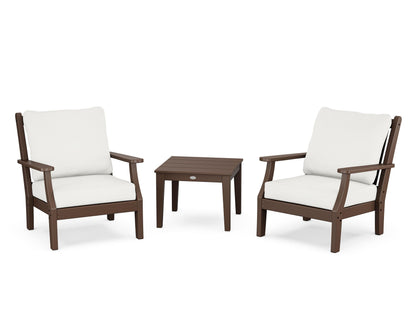 Country Living Wovendale 3-Piece Deep Seating Set in Mahogany / Natural Linen