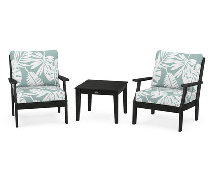 POLYWOOD® Braxton 3-Piece Deep Seating Set in Black / Leaf Glacier Spa