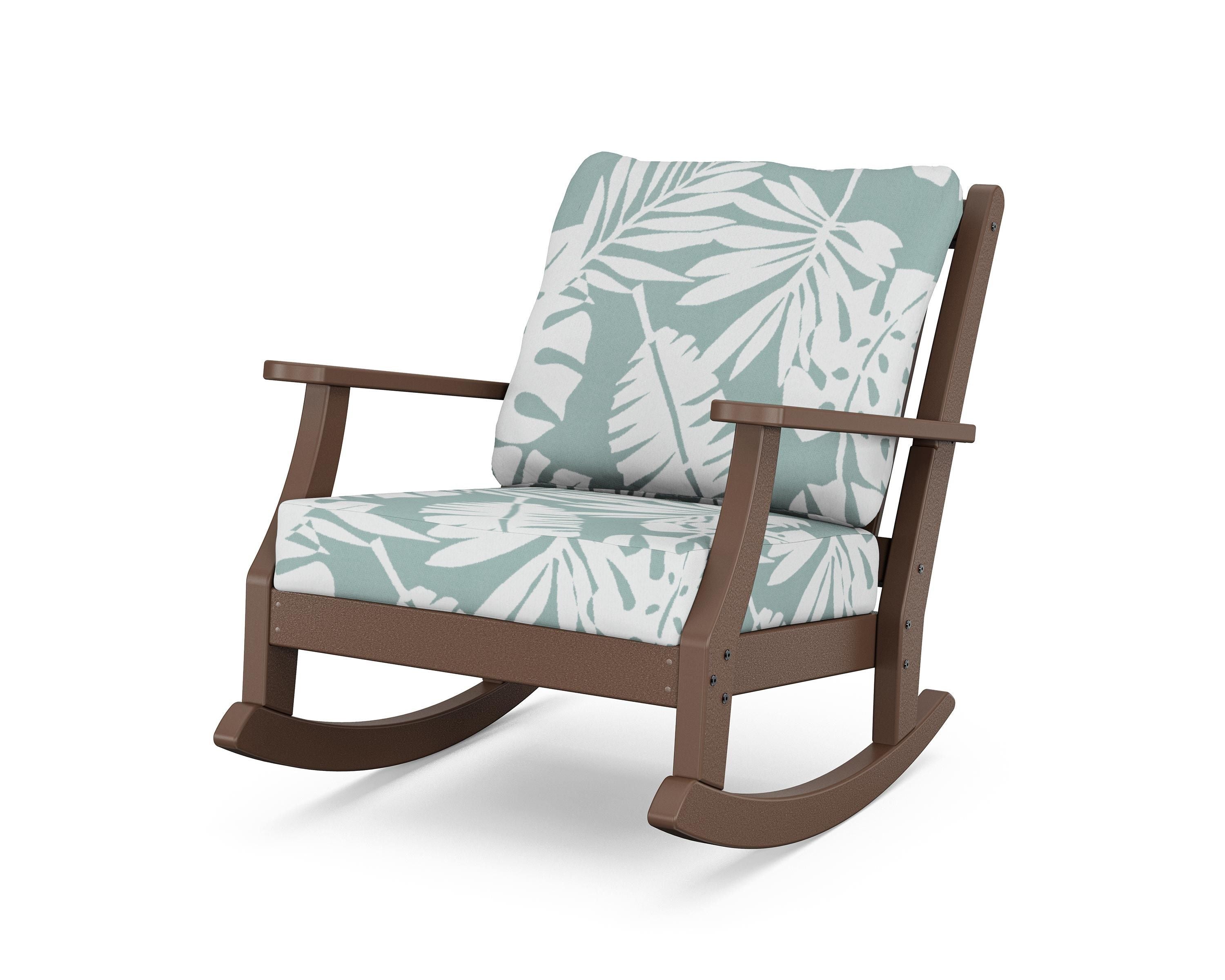Country Living Wovendale Deep Seating Rocking Chair in Mahogany / Leaf Glacier Spa