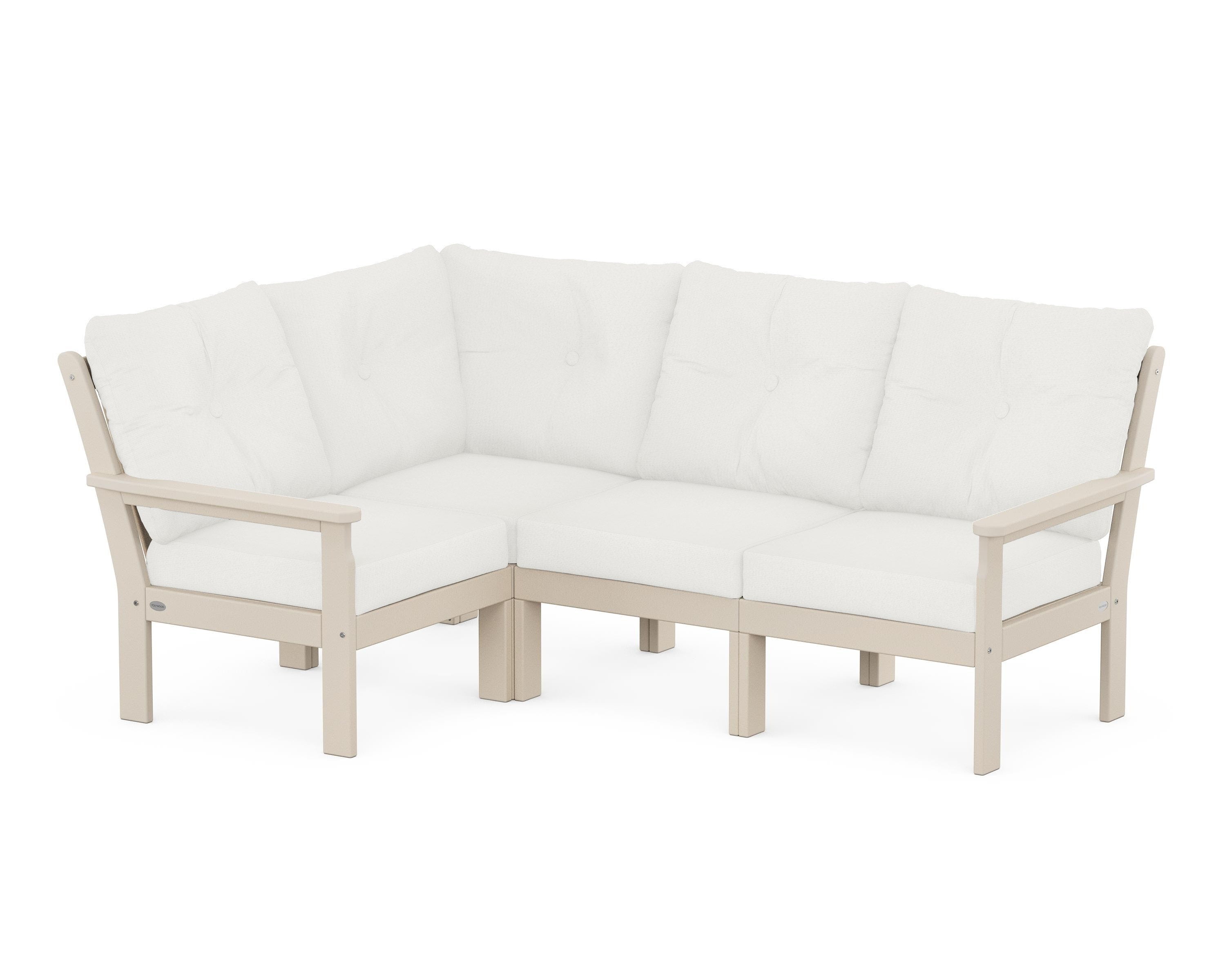 POLYWOOD® Vineyard 4-Piece Sectional in Sand / Natural Linen