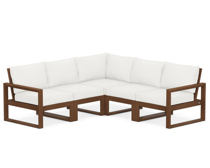 POLYWOOD® EDGE 5-Piece Modular Deep Seating Set in Teak / Natural Linen