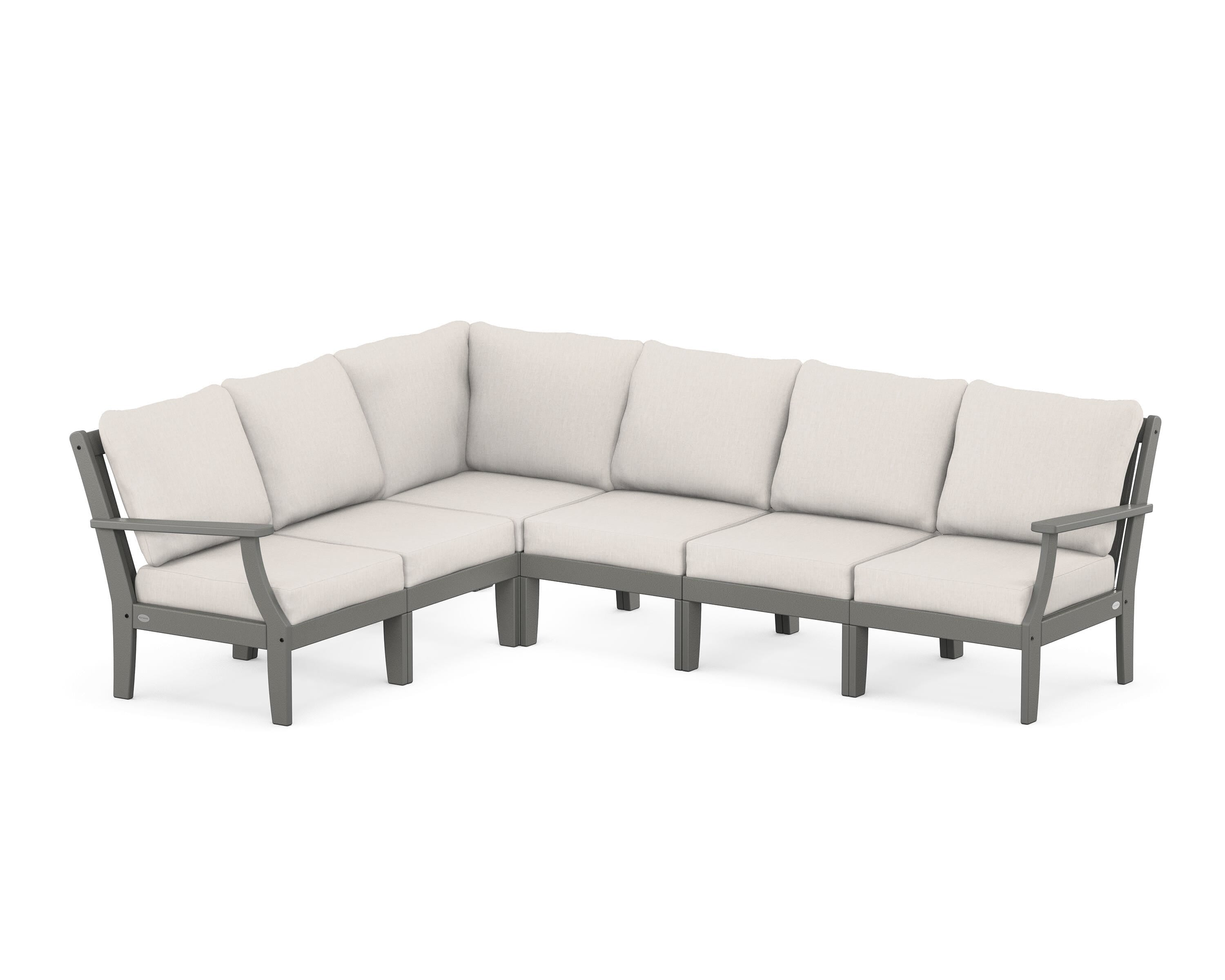POLYWOOD® Braxton Modular 6-Piece Deep Seating Set in Slate Grey / Cast Ash