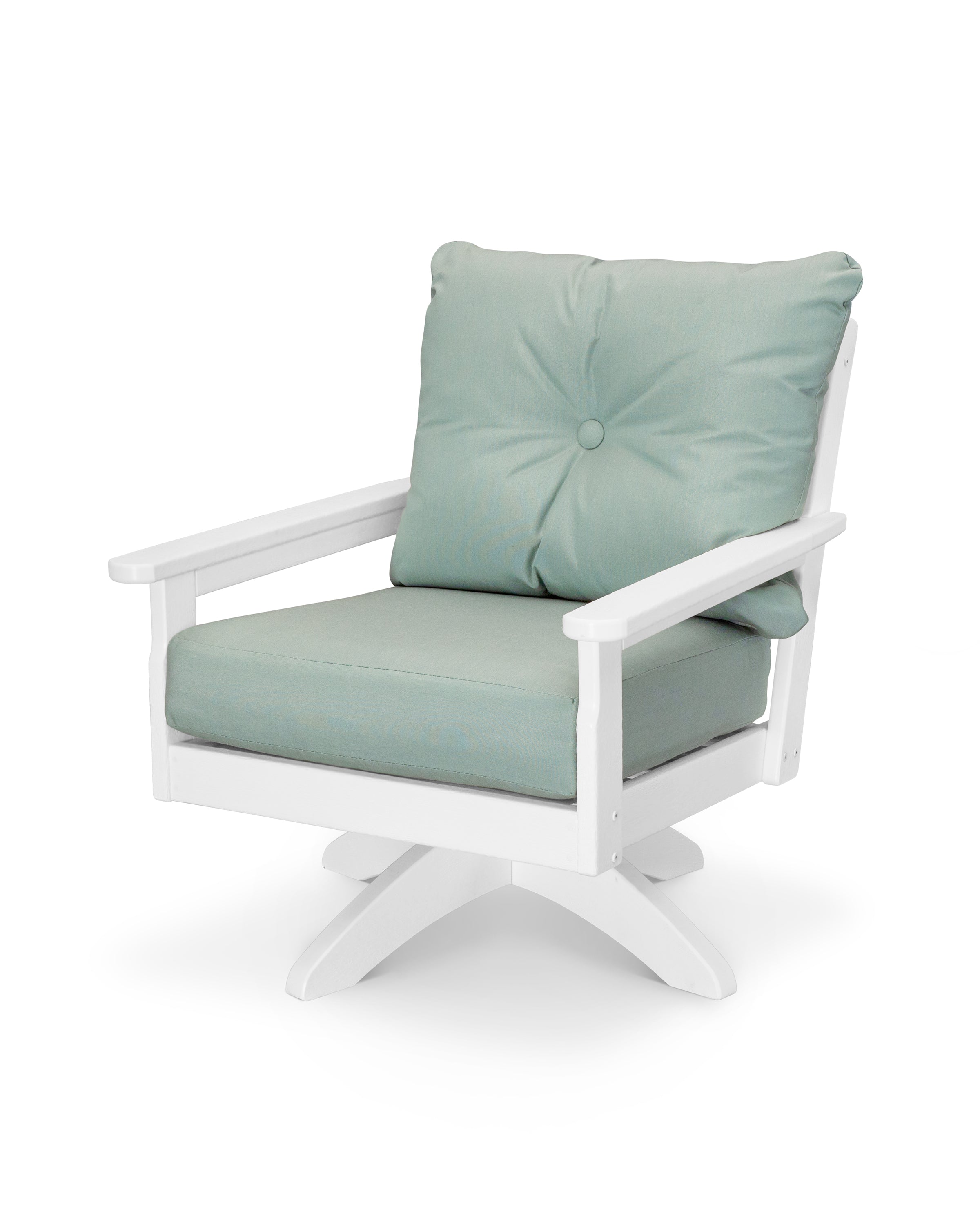 POLYWOOD® Vineyard Deep Seating Swivel Chair in White / Spa