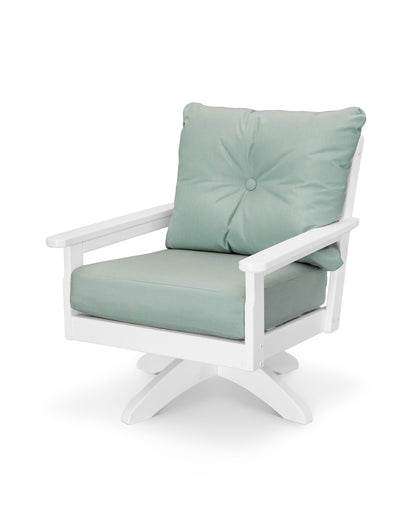 POLYWOOD® Vineyard Deep Seating Swivel Chair in White / Spa