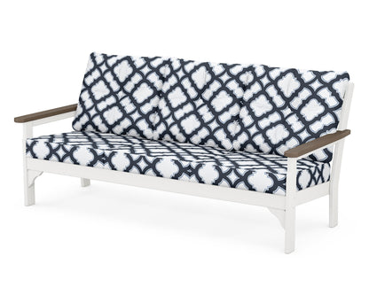 POLYWOOD® Vineyard Deep Seating Sofa in White / Kona / Trellis Marine Indigo