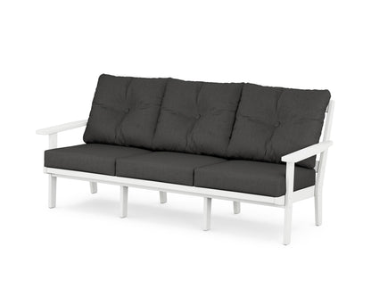 POLYWOOD® Oxford Deep Seating Sofa in White / Spectrum Carbon
