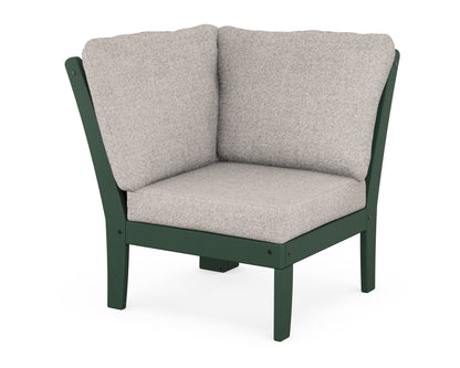 POLYWOOD® Braxton Modular Corner Chair in Green / Weathered Tweed