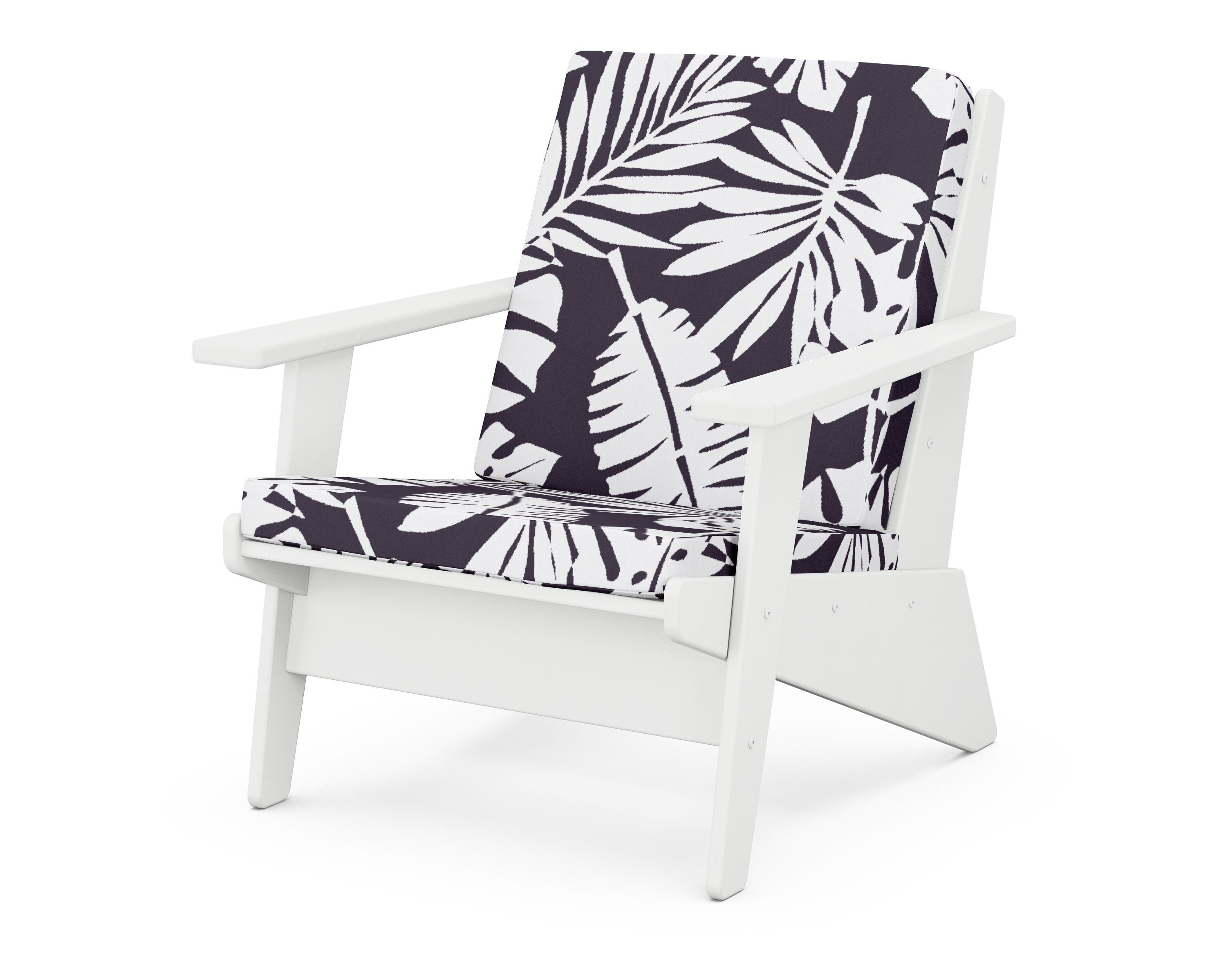 POLYWOOD® Riviera Modern Lounge Chair in White / Leaf Navy