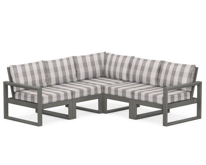 POLYWOOD® EDGE 5-Piece Modular Deep Seating Set in Slate Grey / Buffalo Plaid Grey Mist