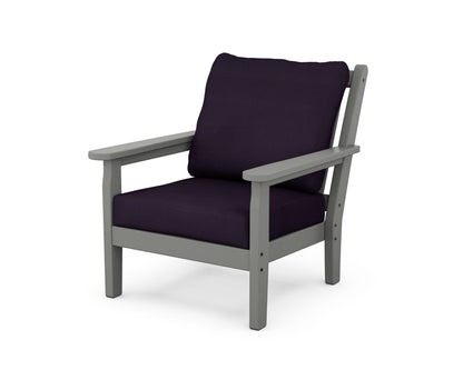 POLYWOOD® Chippendale Deep Seating Chair in Slate Grey / Navy Linen