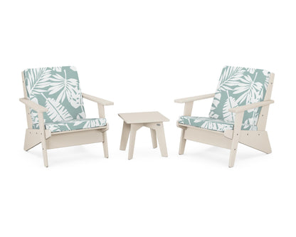 POLYWOOD® Riviera Modern Lounge 3-Piece Set in Sand / Leaf Glacier Spa