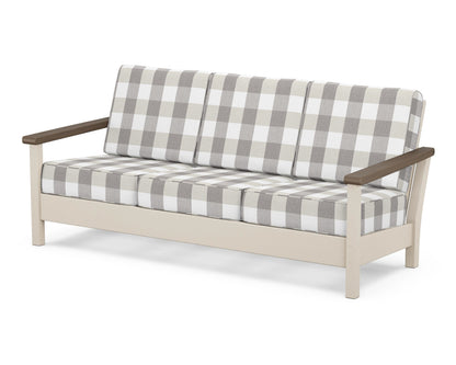 POLYWOOD® Harbour Deep Seating Sofa in Sand / Kona / Buffalo Plaid Grey Mist